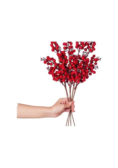 4 Adet 60 Cm Yılbaşı Kokina Kırmızı Berry Sapları Noel Berry Dalları