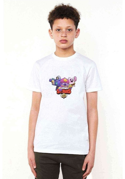 Tshirthane Brawl Stars Kahramanlar Baskılı Unisex Çocuk Beyaz T-Shirt