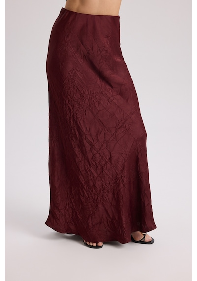 Mai Collection Mai Studios Co. Eubah Kırışık Uzun Bordo Saten Etek Bordo