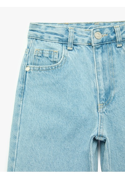 Koton Pamuklu Loose Fit Cepli Şalvar Denim Pantolon Lıght Indıgo 7wkg40029ad Açık Mavi