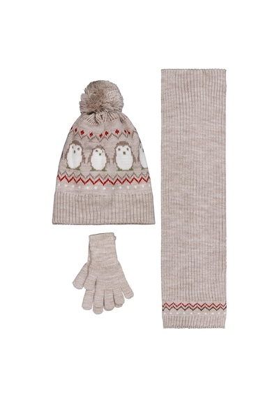 Civil Baby 6-18 Ay Atkı Bere Eldiven Set - Bej Bej