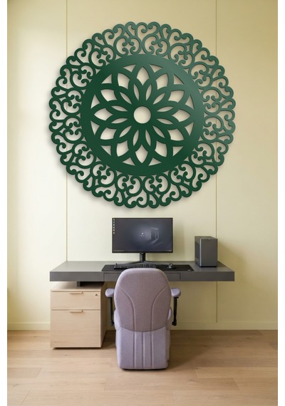 Lotus Mandala Metal Duvar Tablosu - Duvar Sanatı - Duvar Dekoru - Yeşil