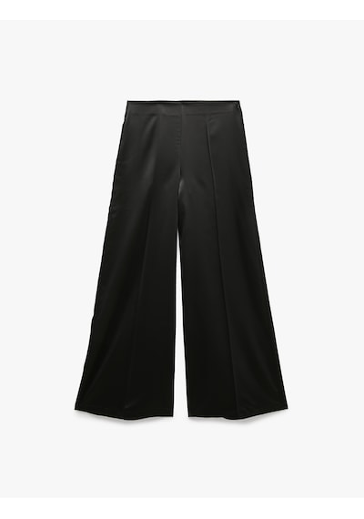 Koton Normal Bel Geniş Paça Saten Pantolon Siyah 7wak40188uw