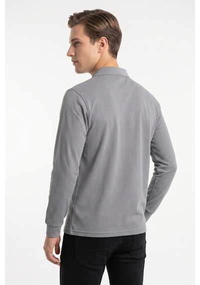 Dynamo Erkek Büyük Beden Mevsimlik Polo Yaka Cepli Sweatshirt Bgl-st05367 Gri