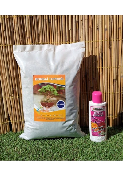 Bonsai Toprağı 5 Lt + Bitki Besini 225 Ml Çiçekli Bitkilere Özel Çiçek Açtıran Sıvı Gübre Set 2 Li 0,250