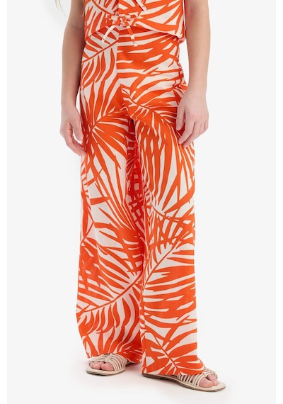 Defacto Kız Çocuk Wide Leg Geniş Paça Desenli Beli Lastikli Pamuklu Pantolon D7610a825smrd203 Kırmızı