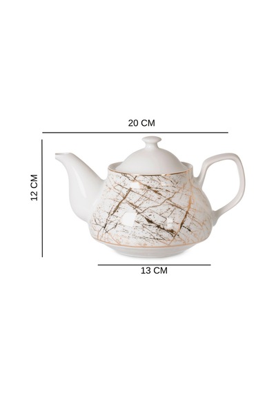 Mermer Desenli Porselen Demlik 750ml Beyaz
