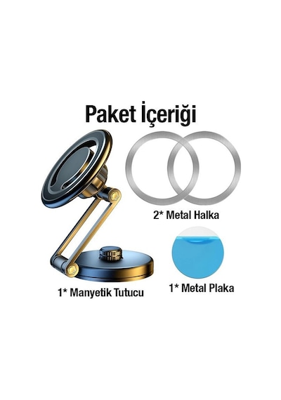 Polham Universal Torpido Üstü Araç Içi Mıknatıslı Telefon Tutucu, Süper 4x Mıknatıslı Titremez, Sarsılmaz
