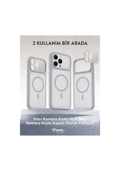 İphone 14 Pro Uyumlu Magsafe Manyetik Kılıf Kamera Korumalı, Çizgili Dokulu, Darbelere Ve Çizilmelere Karşı Dayanıklı, Şık Tasarım Telefon Kılıfı Gri