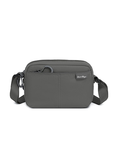 Smart Bags Koyu Gri Hafif Kumaş Çok Cepli Küçük Boy Günlük Kadın Çapraz Çanta