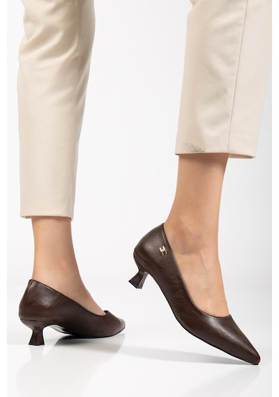 Suins Shoes Suins Molina Model Kadın Mini Topuklu Stiletto Ayakkabı Kahverengi