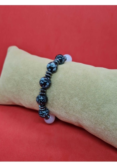 Gümüştel El Sanatları Sertifikalı Doğal Taş Obsidyen & Opal & Hematit & Oniks Taşı Bileklik Çok Renkli Gümüştel El Sanatları Sertifikalı Doğal Taş Obsidyen & Opal & Hematit & Oniks Taşı Bileklik Çok Renkli