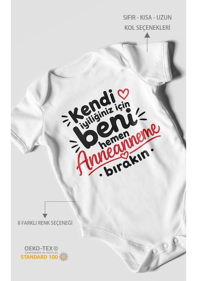 Morivokids Anneanneye Özel Kısa Kollu Bebek Body %100 Pamuk Zbn284-kk Beyaz