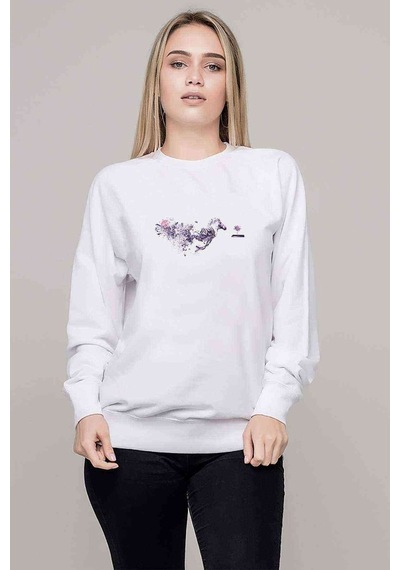 Zebra Metal Rock Music Müzik Baskılı Beyaz Kadın Sweatshirt
