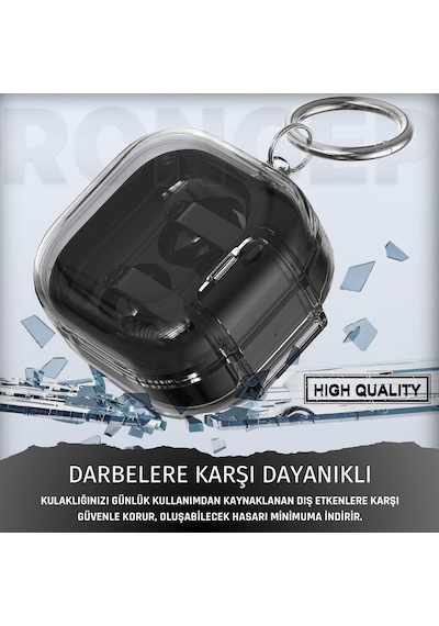 Samsung Galaxy Buds4 Pro/buds 4 İçin Kılıf Güvenlik Kilit Tasarımlı Transparent-lock Kulaklık