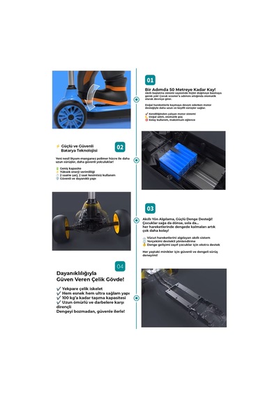 Elektrikli 3 Tekerlekli Çocuk Scooter Kırmızı