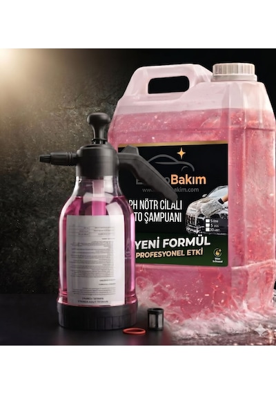 Eltotobakım 5 Litre Profesyonel Ph Nötr Cilalı Oto Şampuanı + Basınçlı Püskürtme Pompası Seti