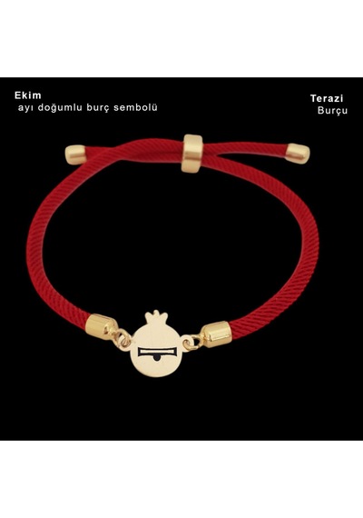 Ekim Ayı Doğumları İçin İpek Örgülü 14 Ayar Altın Plakalı Nar Motifli Hediye Bileklik-323ay-kırmızı Altın Ekim Ayı Doğumları İçin İpek Örgülü 14 Ayar Altın Plakalı Nar Motifli Hediye Bileklik-323ay-kırmızı Altın