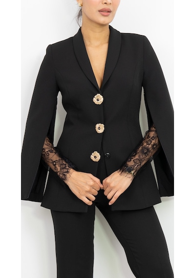 Dorne Moda Özel Koleksiyon Dantel Detaylı Takım Elbise - Düğün - Mezuniyet - Ofis Şıklığı siyah Dorne Moda Özel Koleksiyon Dantel Detaylı Takım Elbise - Düğün - Mezuniyet - Ofis Şıklığı siyah