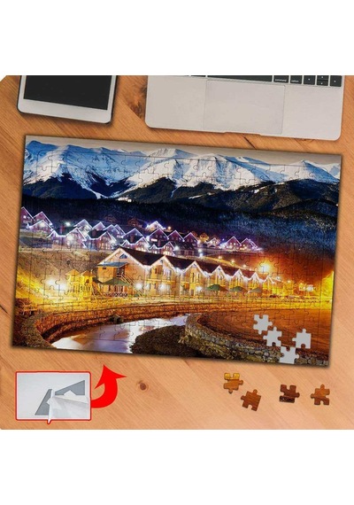 Karlı Dağlar Ve Sıra Evler 240 Parça Puzzle Yapboz-ks70335