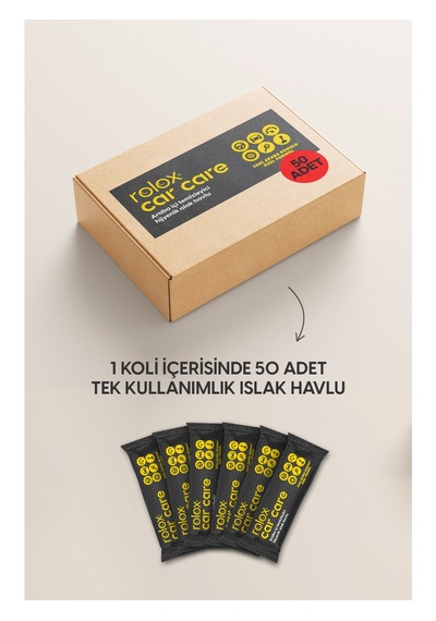 Rolox Car Care -50 Paket - Araba Içi Temizleyici Hijyenik Islak Havlu
