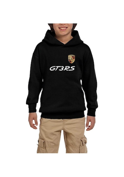 Zepplin Giyim Porsche GT3RS Siyah Çocuk Kapşonlu Sweatshirt Siyah