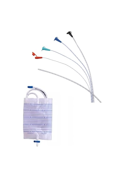 Galena 2 Yollu Foley Sonda Silikon + İdrar Torbası T Musluklu Seti