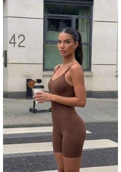 Kadın Kahverengi Casual Esnek Body