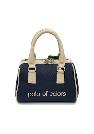 Polo Of Colors Kadın Deri Görünümlü El Omuz Çantası Lacivert - Krem