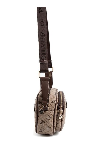 Silver Polo Sp1111 Kadın Çapraz Çanta Monogram Koyubej-kahve