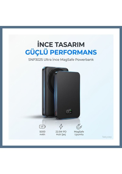 Buradabulabilirsin Snp-3020 Magsafe Powerbank 5000mah Slim 22.5w Hızlı Şarj Led Ekran İnce Powerbank Şarj Cihazı Bbz Çok Renkli