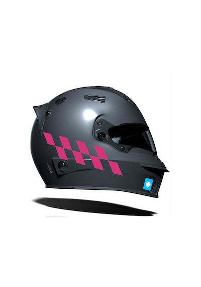 Gül Pembesi Damalı Kask Motosiklet Sticker Takımı Çınar Extreme