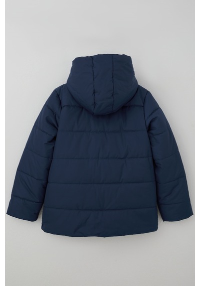Kabancı Kız Çocuk Mont İç Kısmı Peluş Kapüşonlu Fermuarlı 6-9 Yaş , İndigo