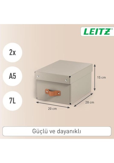 Leitz Puro Kapaklı Saklama Kutusu 7 Litre 2'li Paket Bej Renk - Kod:61470012 1 Adet