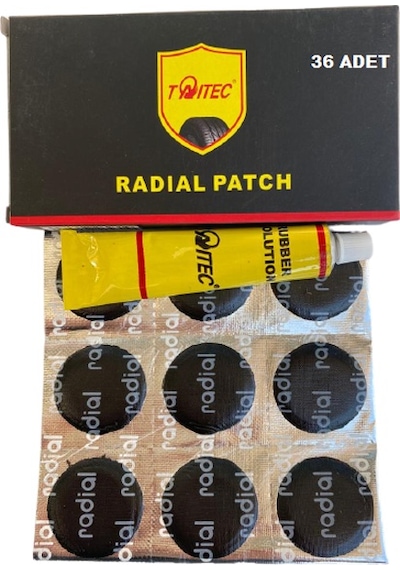 Radial Patch Bisiklet Lastik Tamir Yama Seti Soğuk Yama Yuvarlak Siyah 36'lı Siyah