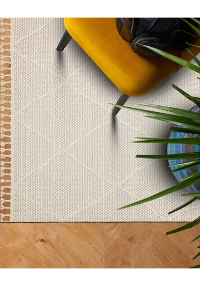 Loft Lf02 Geometrik Desenli Bej Modern Salon Halısı Hav Toz Vermez