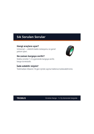 Trobus Elektrik Kablo Bandı İzole Bant 19 Mm Siyah