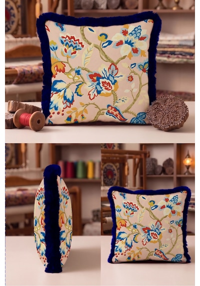 Çiçek Motifli Saçaklı Yastık Kılıfı - Romantik Bahar Country Pudra Lacivert Püsküllü Kırlent Kılıfı Kayıp Esinti Nova Çiçek Motifli Saçaklı Yastık Kılıfı - Romantik Bahar Country Pudra Lacivert Püsküllü Kırlent Kılıfı Kayıp Esinti Nova