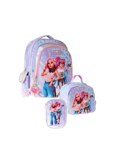 Wow Generation Üçlü İlkokul Okul Çanta Seti - Mavi - Pembe - Cool Desenli - Kız Çocuk - Setwg-w6039a Çok Renkli