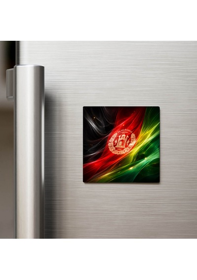 Afganistan Afghanistan Abstract Ülke Bayraklı Buzdolap Magneti - 9x9 Cm