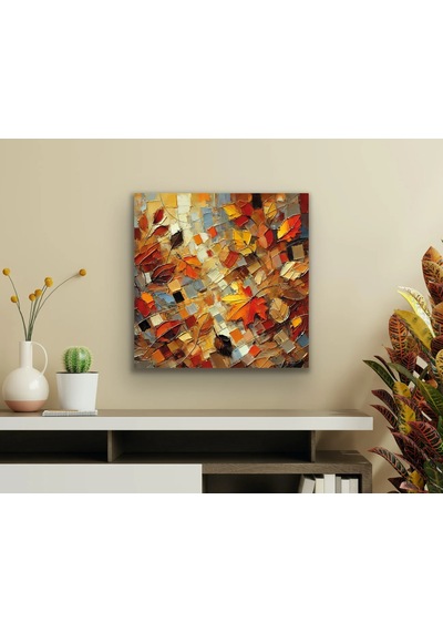 Sonbahar Mevsimi Kanvas Tablo 60x60cm Çok Renkli