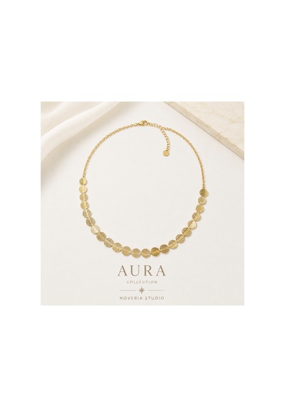 Aura Collection Meriç Ezme Pul Gold Kadın Çelik Kolye Altın Altın