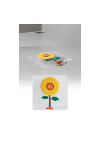 Ayçiçeği Kare Silikon Kötü Koku Önleyici Gider Kapağı Banyo, Mutfak, Balkon Lavabo Tıpası 14,5x14,5 Cm