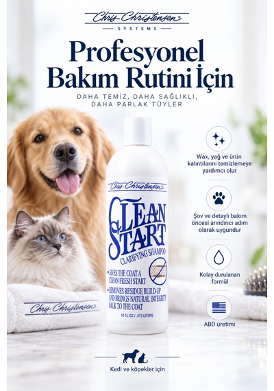 Chris Christensen Clean Start 4:1 Konsantre Hassas Arındırıcı Kedi Köpek Şampuanı 473 Ml
