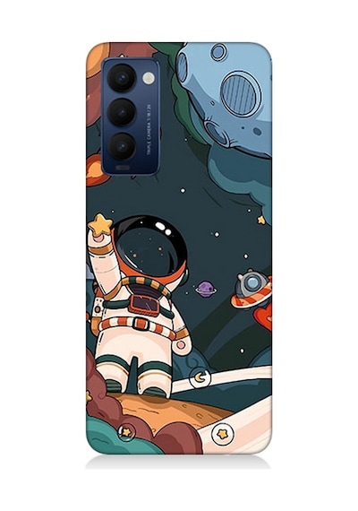 Tecno Camon 18 Uyumlu Silikon Kılıf Sevimli Astronot Uzay Macerası