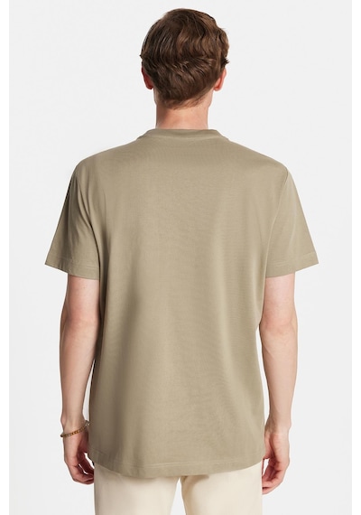 Tudors Relax Fit Rahat Kesim Pamuklu Ön Baskı Ve Nakış Detaylı Bisiklet Yaka Haki Erkek Tişö-34910 Haki