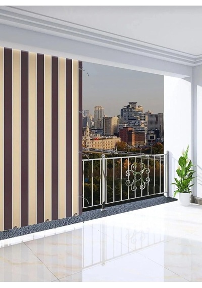 1.sınıf Enxboy Her Ölçü Vardır Çizgili Balkon Perdesi Bağcıklı Gabardin Branda Kumaşı Premium Kumaş Versiy Çok Renkli