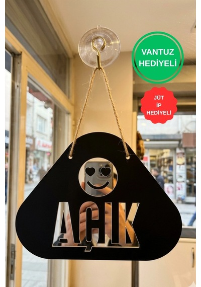 Pleksi Detaylı Emoji Desenli Açık-kapalı Yönlendirme Tabelası-gümüş