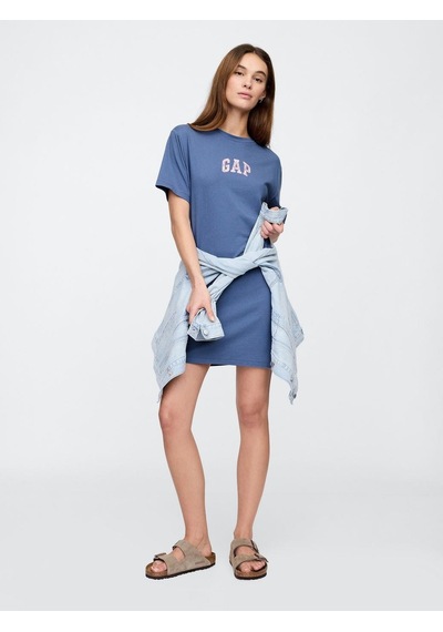 Gap V-frch Logo Tee Dress Kadın Elbise-8147 Beyaz