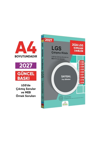 2027 LGS 8.Sınıf Çıkmış ve MEB Örnek Sorular Matematik-FEN SAYISAL Çalışma Kitabı 2li Kitap SET